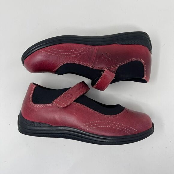 Drew Rose Women's Cushioned Mary Jane Shoes Closed Toe Leather Red 6.5 - Picture 4 of 9